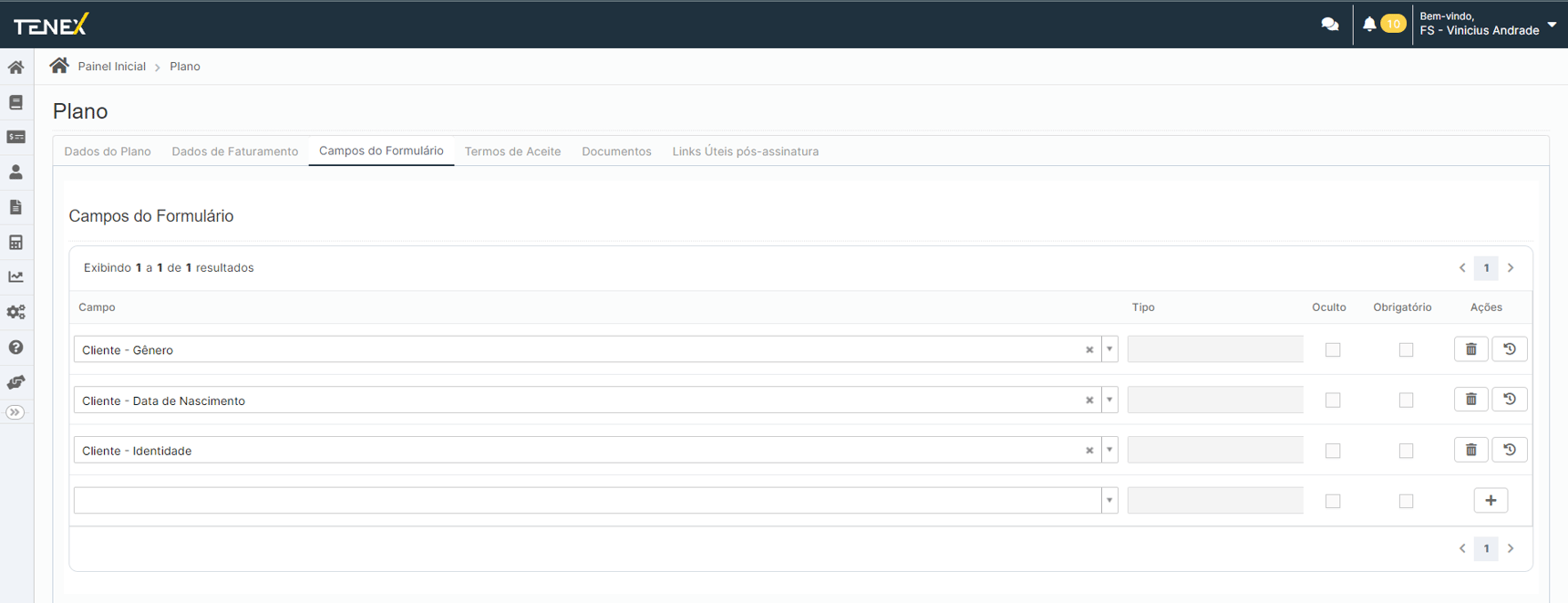 Como configurar um Plano em minha conta Tenex?