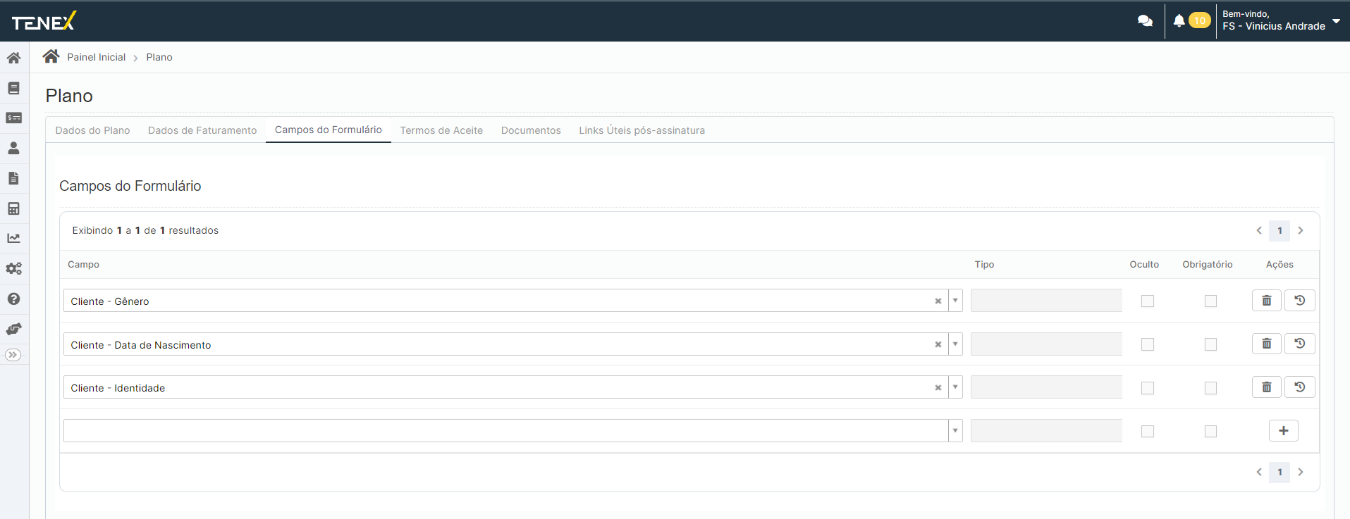 Como configurar um Plano em minha conta Tenex?