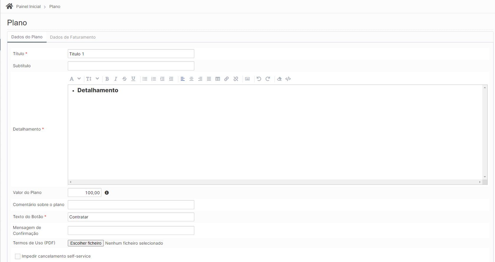 Como configurar um Plano em minha conta Tenex?